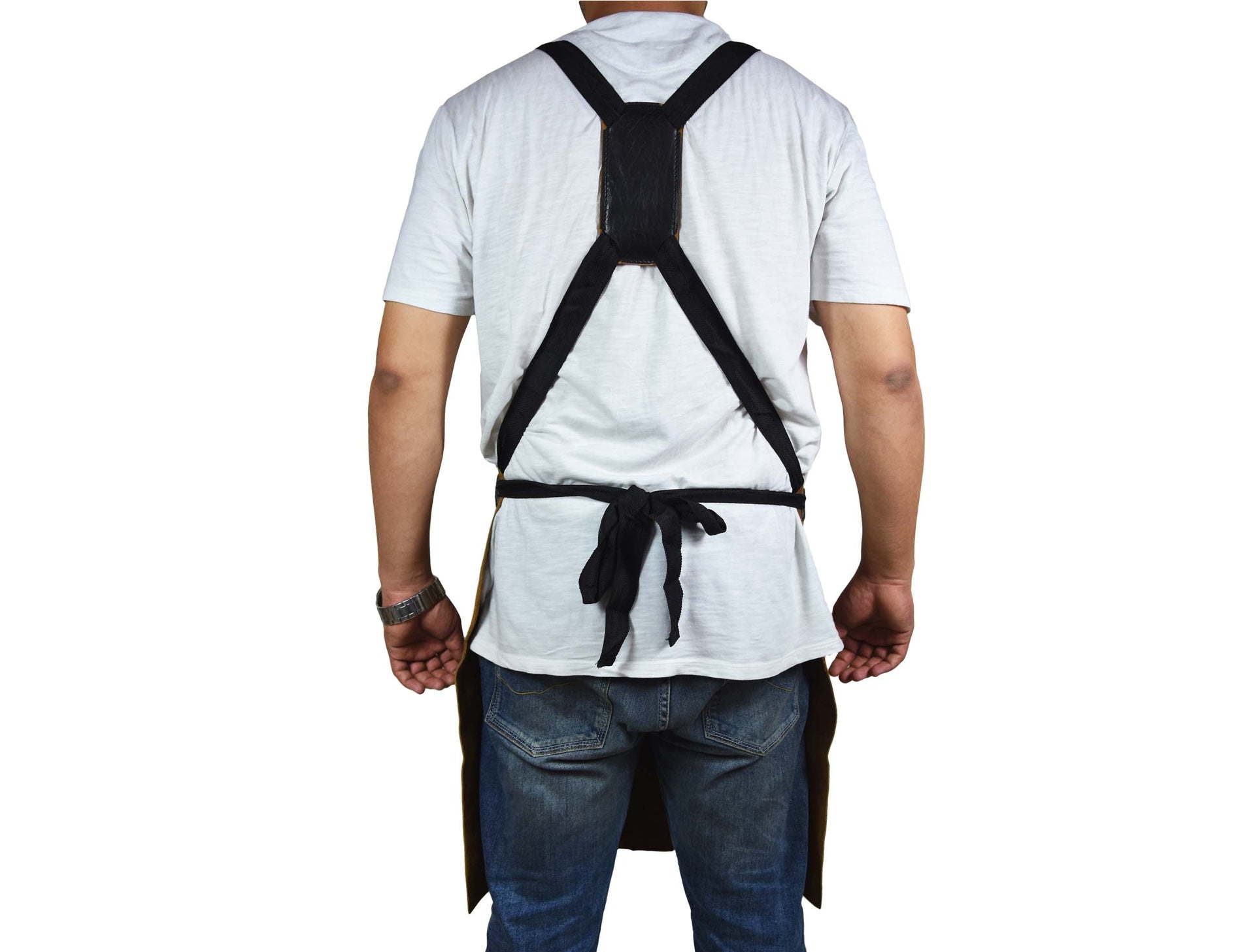 Toledo Leather Suede Apron - Raven Black