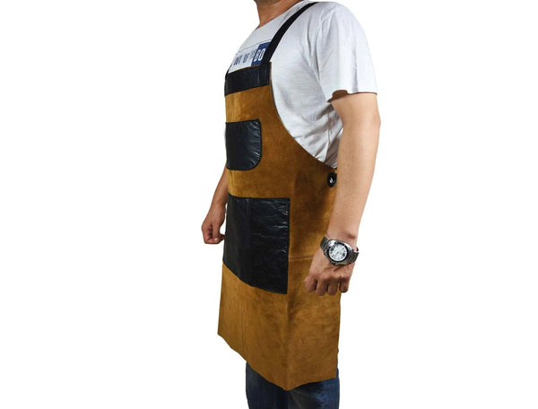 Toledo Leather Suede Apron - Raven Black - Gifts for You 'n Me
