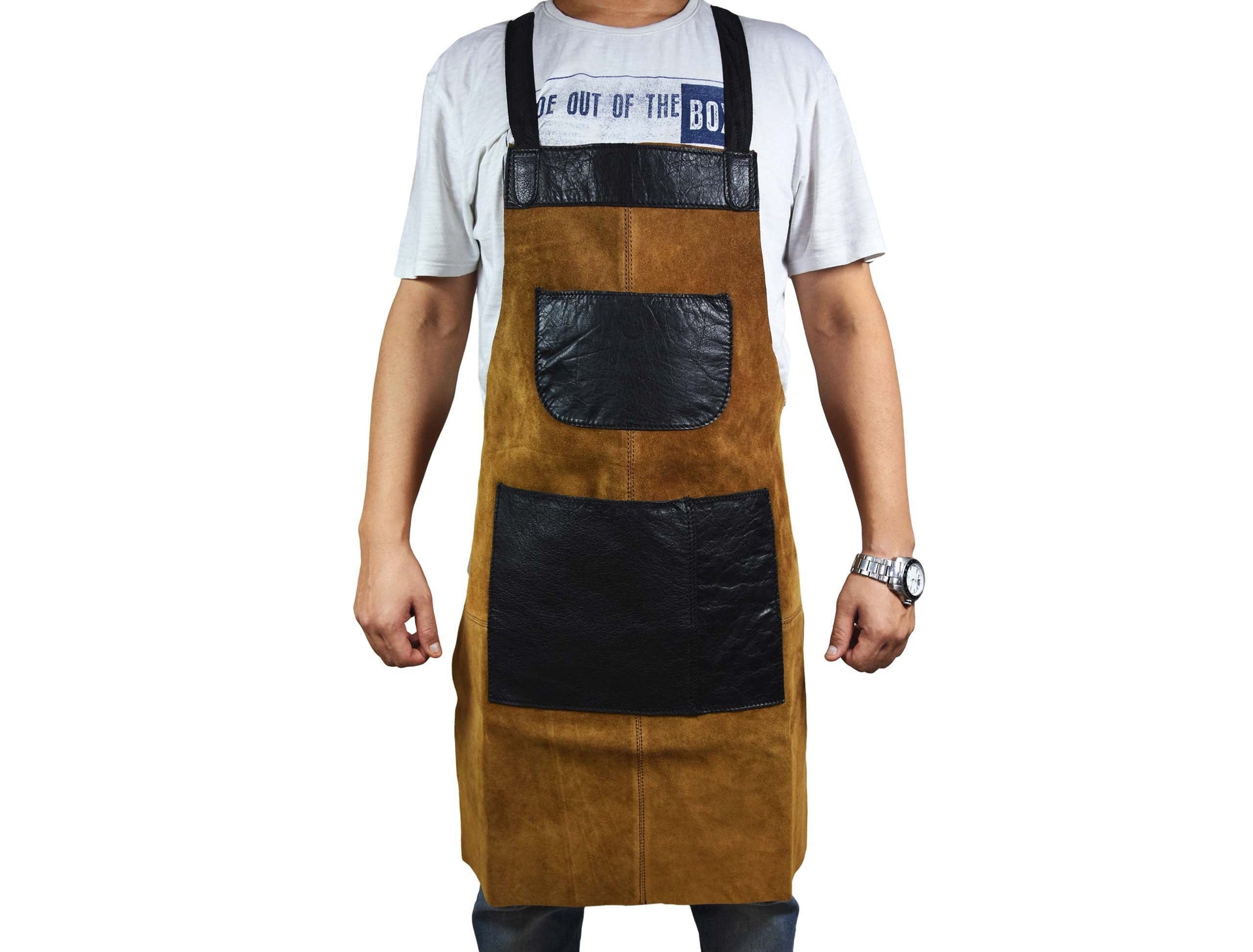 Toledo Leather Suede Apron - Raven Black
