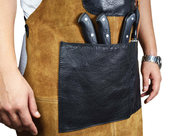 Toledo Leather Suede Apron - Raven Black - Gifts for You 'n Me