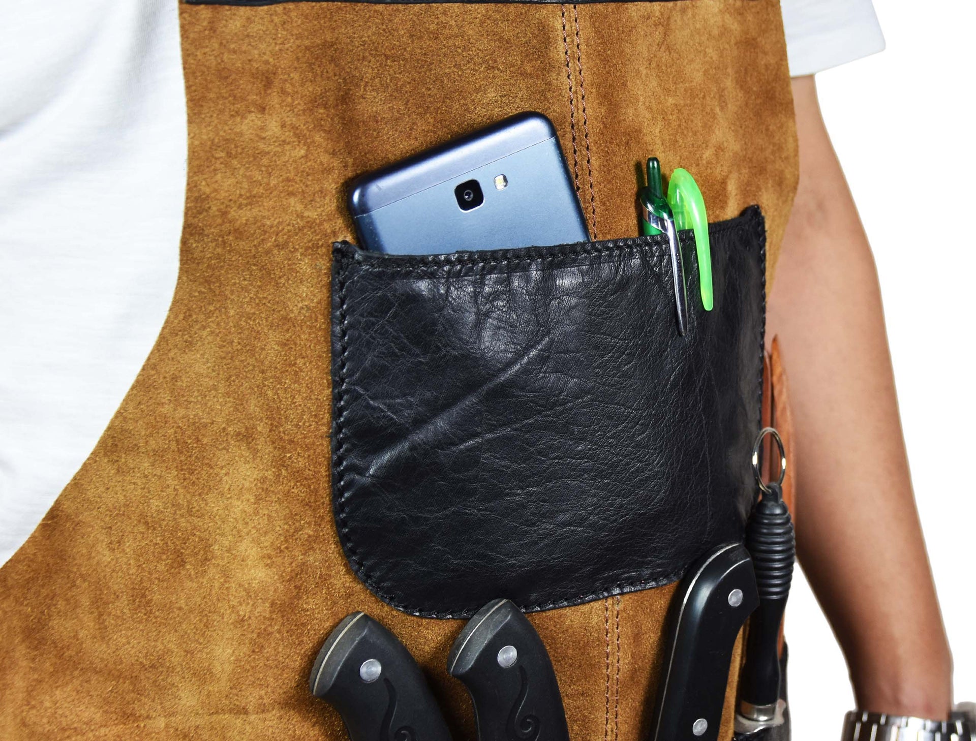 Toledo Leather Suede Apron - Raven Black