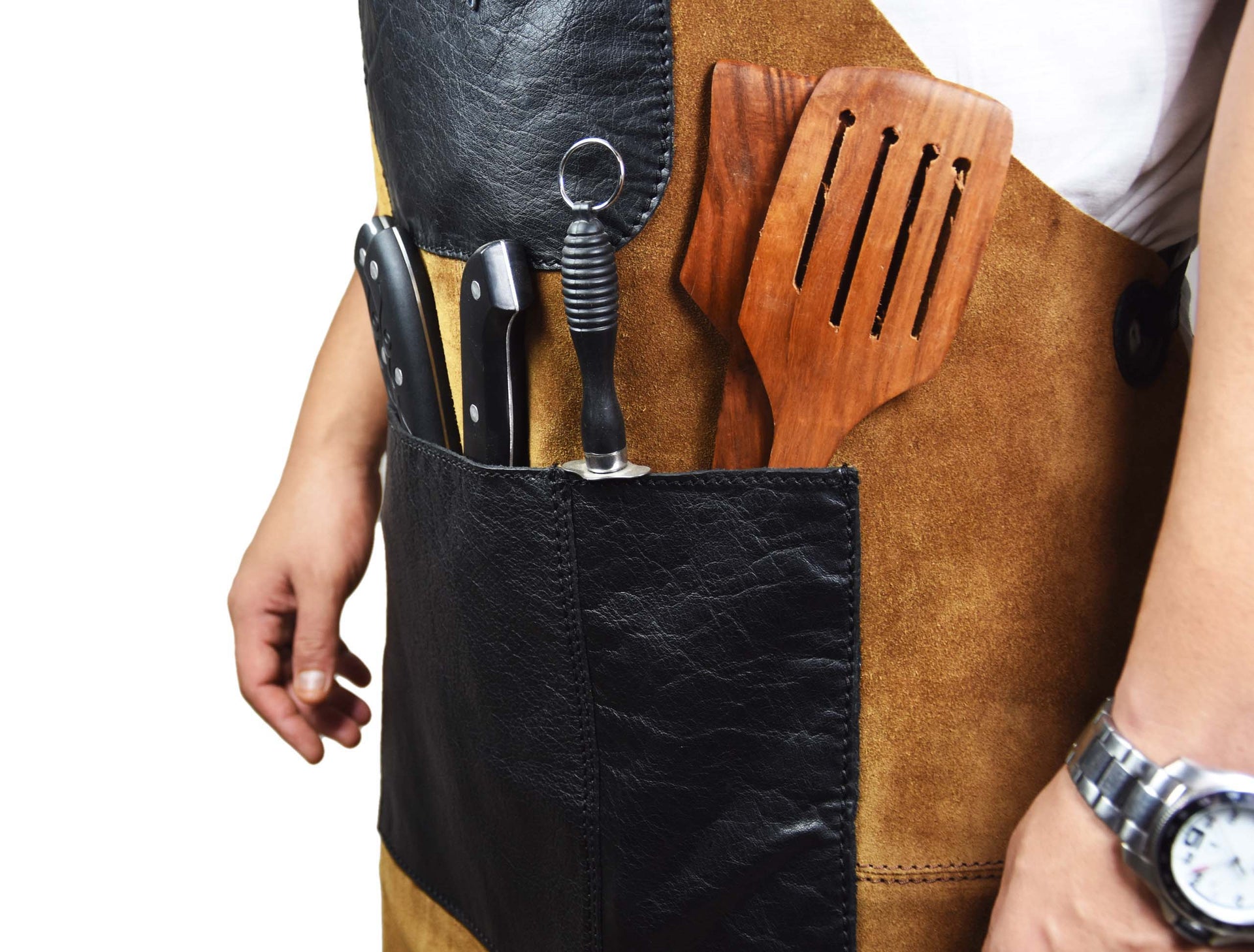 Toledo Leather Suede Apron - Raven Black