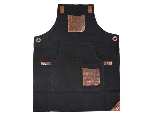 Turin Leather Canvas Apron - Raven Black - Gifts for You 'n Me