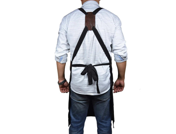 Turin Leather Canvas Apron - Raven Black - Gifts for You 'n Me