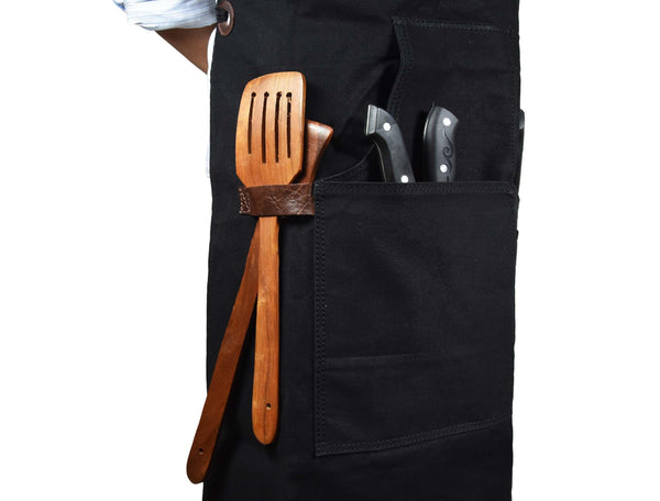 Turin Leather Canvas Apron - Raven Black - Gifts for You 'n Me