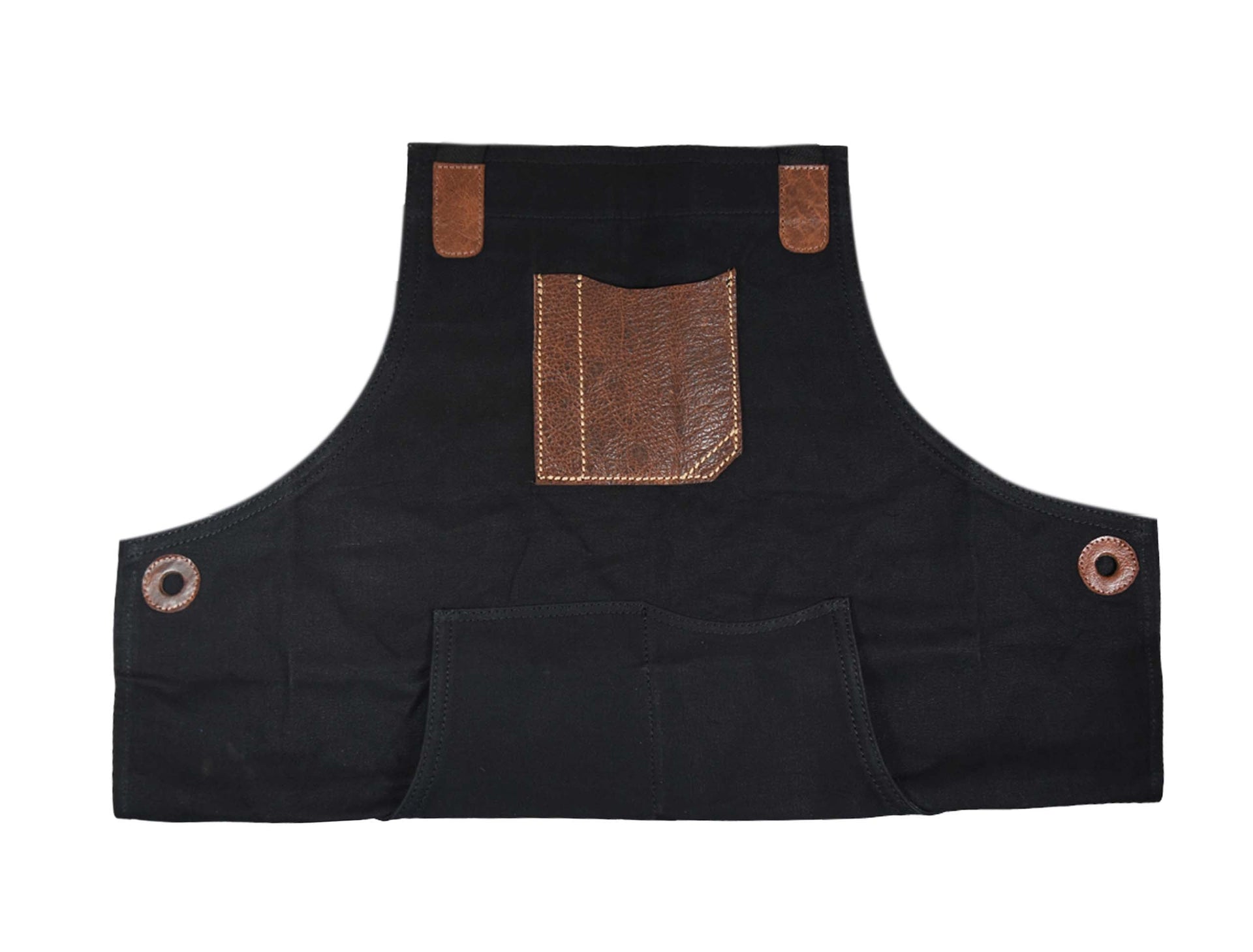 Turin Leather Canvas Apron - Raven Black