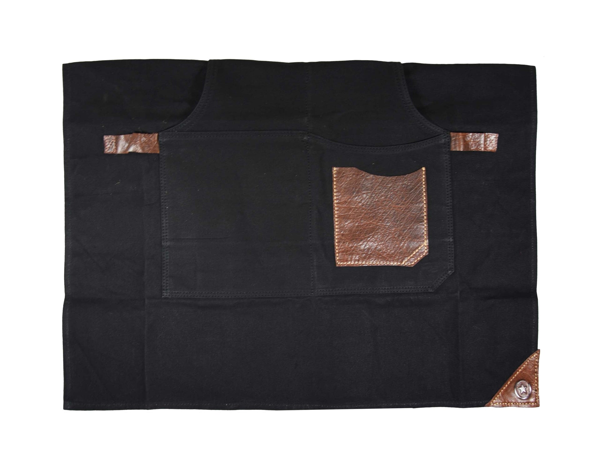 Turin Leather Canvas Apron - Raven Black