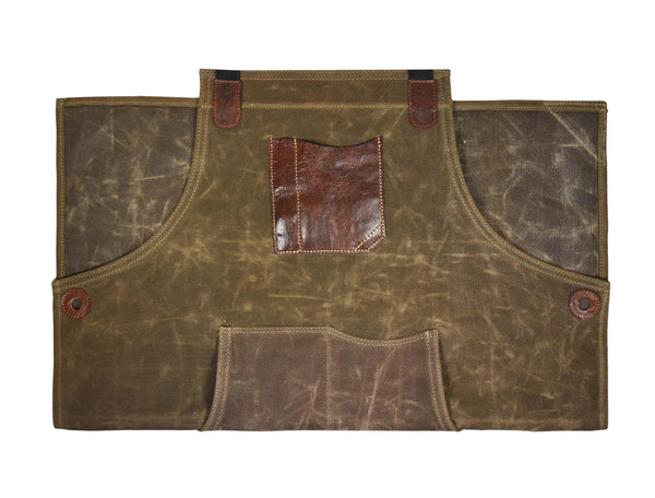 Leather Canvas Apron - Seaweed Green - Gifts for You 'n Me