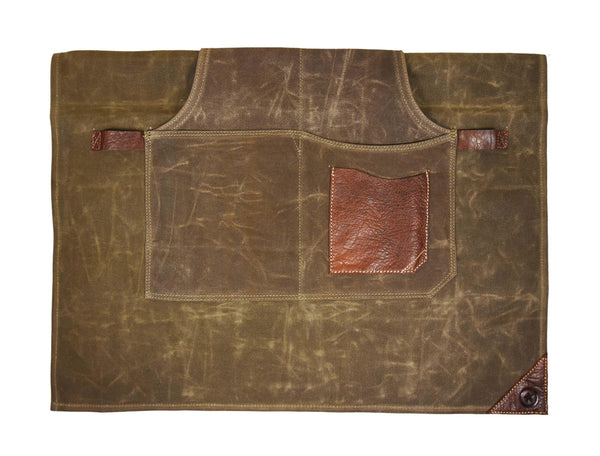 Leather Canvas Apron - Seaweed Green - Gifts for You 'n Me