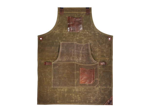 Leather Canvas Apron - Seaweed Green - Gifts for You 'n Me