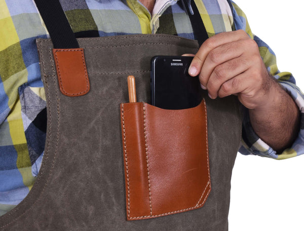 Fremont Leather Canvas Apron - Distressed grey - Gifts for You 'n Me