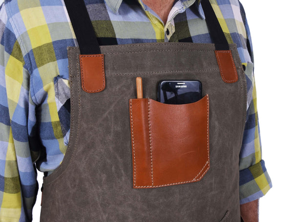Fremont Leather Canvas Apron - Distressed grey - Gifts for You 'n Me