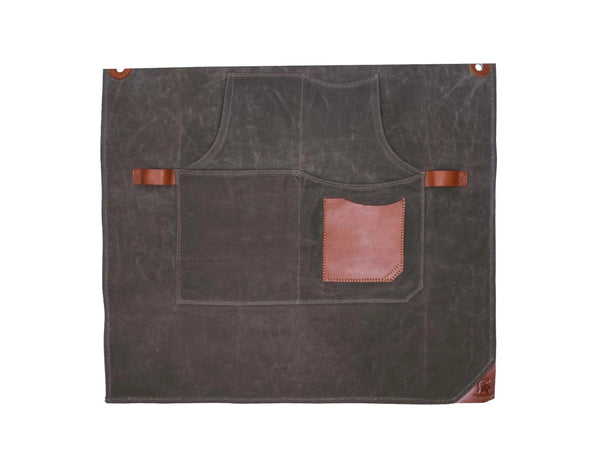 Fremont Leather Canvas Apron - Distressed grey - Gifts for You 'n Me