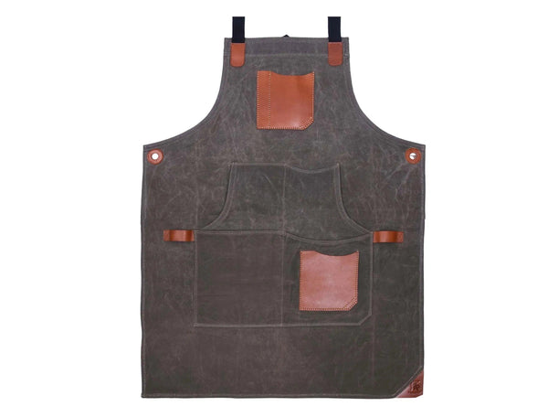 Fremont Leather Canvas Apron - Distressed grey - Gifts for You 'n Me