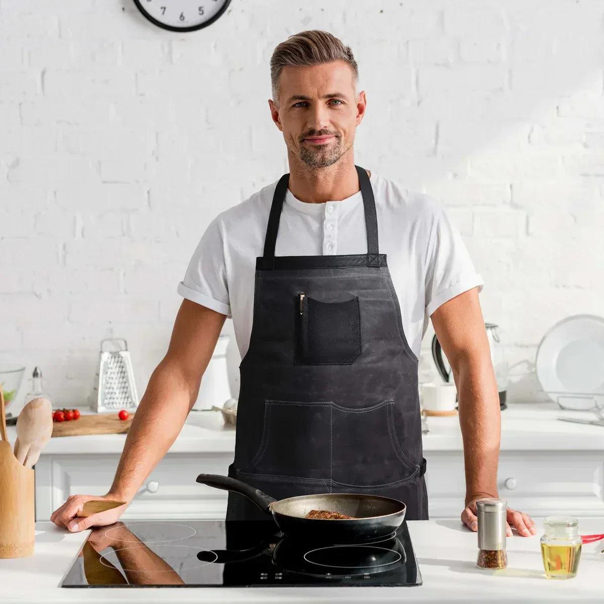 Arucas Leather Canvas Apron - Stress Grey - Gifts for You 'n Me