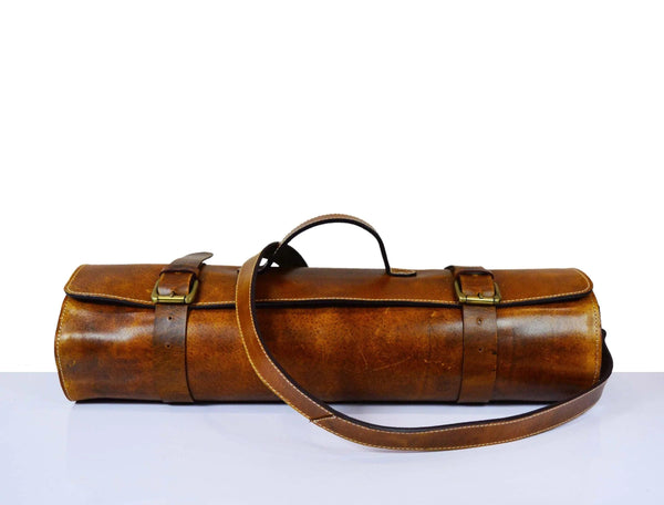 Oklahoma Leather Chef Knife Roll 16 Slot - Chestnut - Gifts for You 'n Me