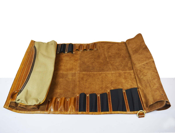 Oklahoma Leather Chef Knife Roll 16 Slot - Chestnut - Gifts for You 'n Me