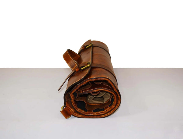 Oklahoma Leather Chef Knife Roll 16 Slot - Chestnut - Gifts for You 'n Me
