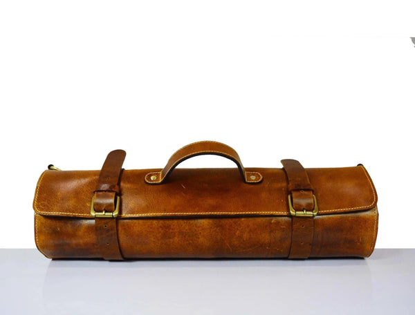 Oklahoma Leather Chef Knife Roll 16 Slot - Chestnut - Gifts for You 'n Me