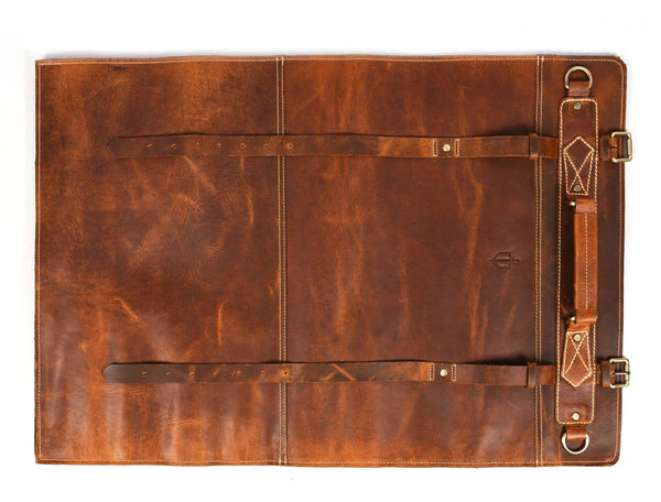 Aurora Leather Knife Roll 10 Slot - Stress Brown - Gifts for You 'n Me