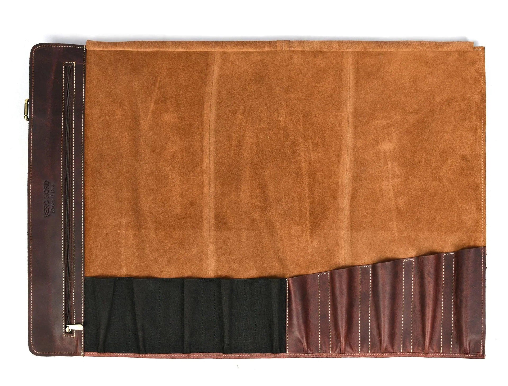 Vicenza Leather Knife Roll - Walnut Brown ( KR-53 ) - Gifts for You 'n Me