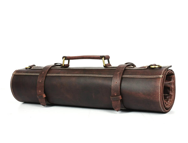 Arizona Leather Knife Roll 10 Slot - Walnut Brown - Gifts for You 'n Me