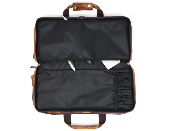 Salerno Leather Chef Knife Case Stress Brown (KR-61) - Gifts for You 'n Me