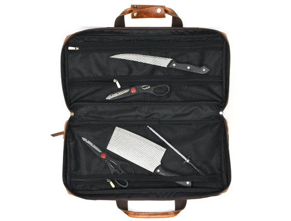 Salerno Leather Chef Knife Case Stress Brown (KR-61) - Gifts for You 'n Me