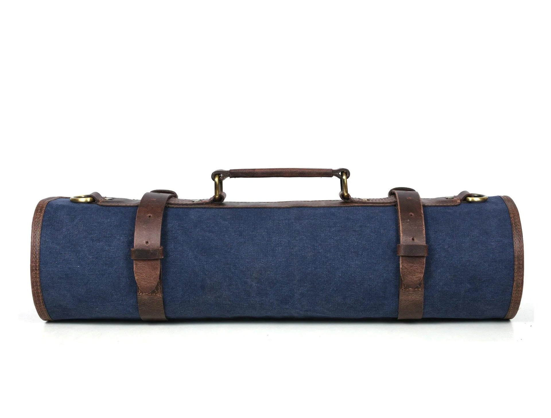 Turin Leather Canvas Chef Knife Roll Abyss Blue 10 Slot ( KR-68B ) - Gifts for You 'n Me
