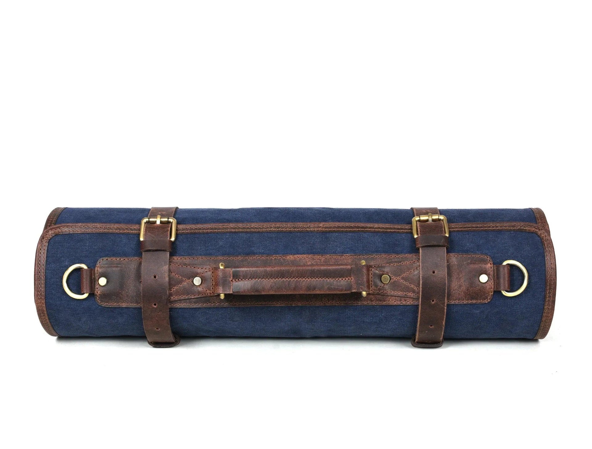 Turin Leather Canvas Chef Knife Roll Abyss Blue 10 Slot ( KR-68B ) - Gifts for You 'n Me