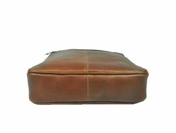 Ottawa Leather Crossbody Messenger Bag - Brown - Gifts for You 'n Me