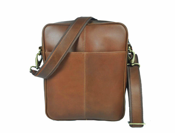 Ottawa Leather Crossbody Messenger Bag - Brown - Gifts for You 'n Me