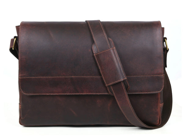 Borden Leather Messenger Bag - Walnut Brown - Gifts for You 'n Me