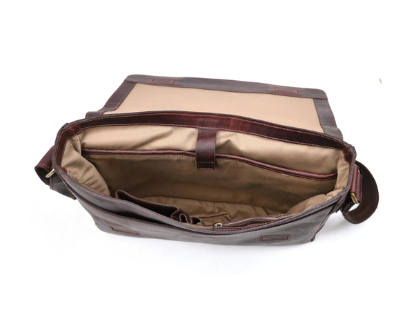 Borden Leather Messenger Bag - Walnut Brown - Gifts for You 'n Me
