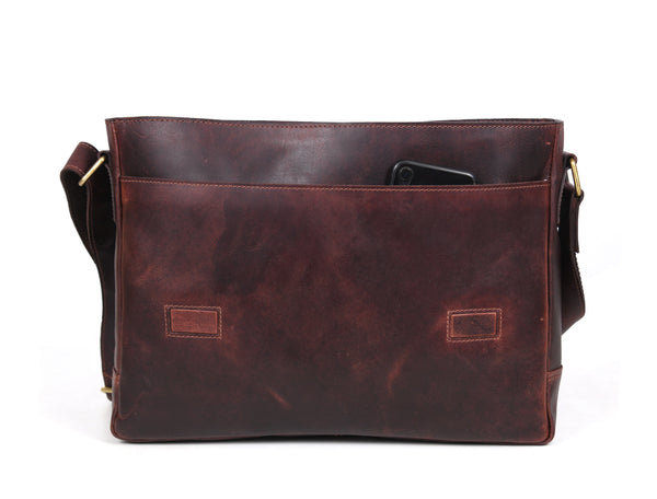 Borden Leather Messenger Bag - Walnut Brown
