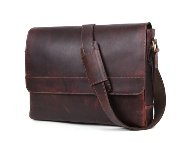 Borden Leather Messenger Bag - Walnut Brown
