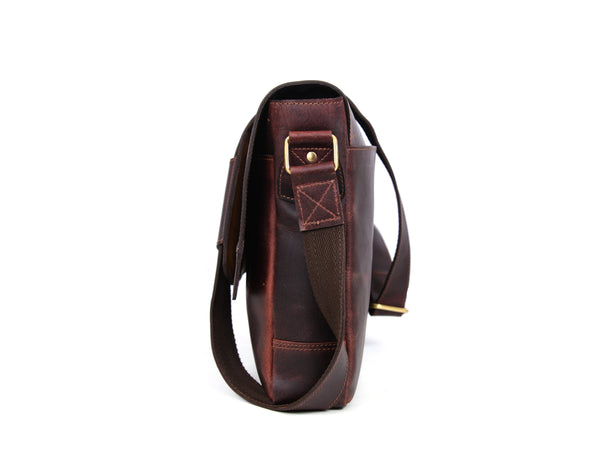 Borden Leather Messenger Bag - Walnut Brown