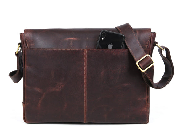 Borden Leather Messenger Bag - Walnut Brown - Gifts for You 'n Me