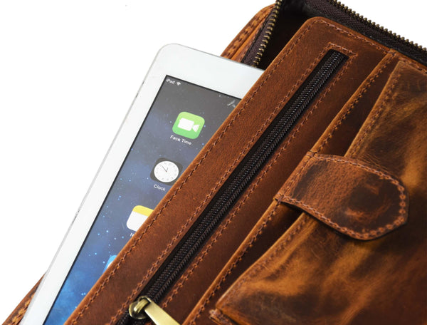 Perth Leather Travel Organizer - Caramel Brown - Gifts for You 'n Me