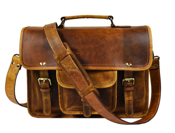 Fresno Leather Portfolio Bag - Caramel Brown. - Gifts for You 'n Me