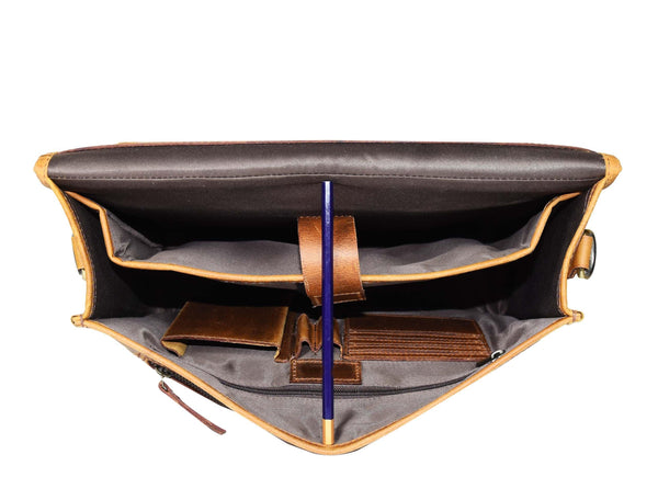 Fresno Leather Portfolio Bag - Caramel Brown. - Gifts for You 'n Me