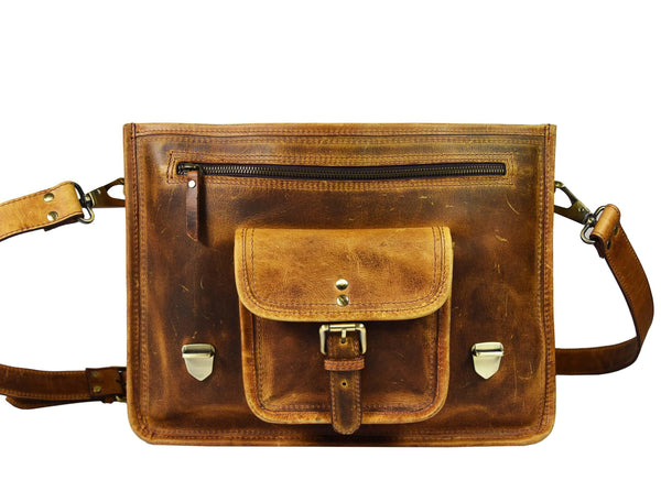 Fresno Leather Portfolio Bag - Caramel Brown. - Gifts for You 'n Me