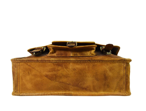 Fresno Leather Portfolio Bag - Caramel Brown. - Gifts for You 'n Me