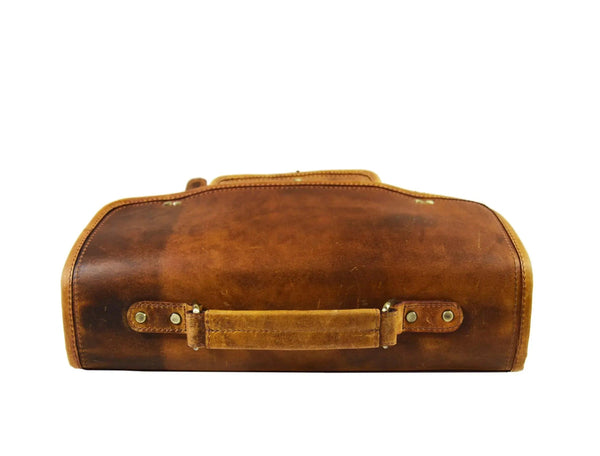 Fresno Leather Portfolio Bag - Caramel Brown. - Gifts for You 'n Me