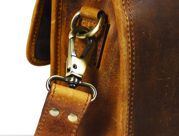 Fresno Leather Portfolio Bag - Caramel Brown. - Gifts for You 'n Me