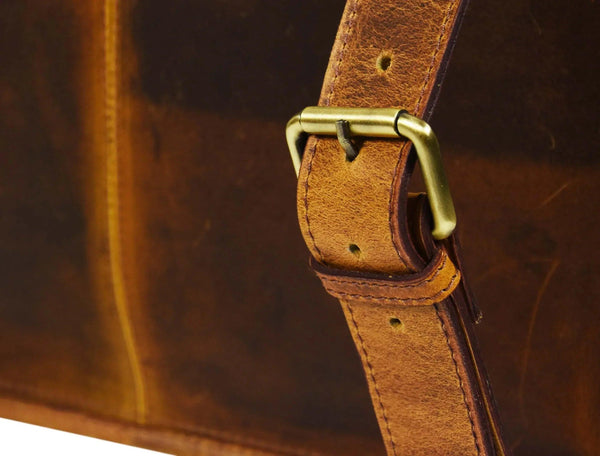Fresno Leather Portfolio Bag - Caramel Brown. - Gifts for You 'n Me