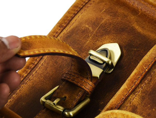 Fresno Leather Portfolio Bag - Caramel Brown. - Gifts for You 'n Me