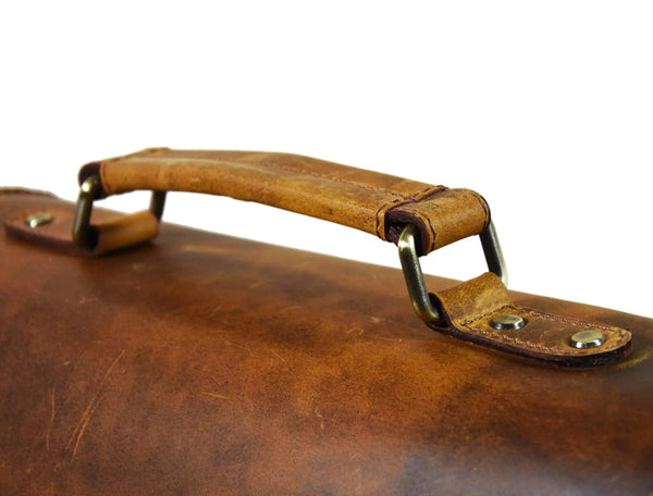 Fresno Leather Portfolio Bag - Caramel Brown. - Gifts for You 'n Me