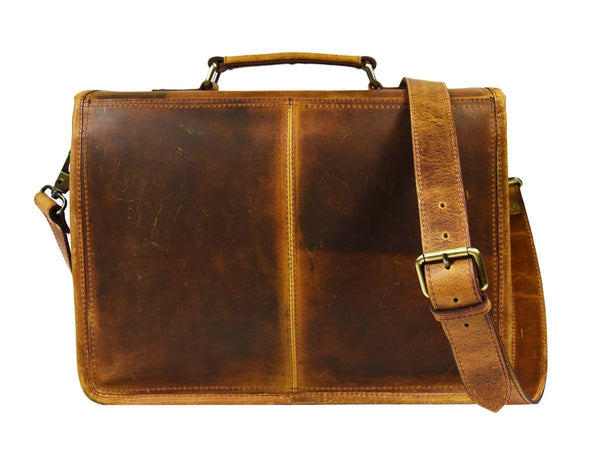 Fresno Leather Portfolio Bag - Caramel Brown. - Gifts for You 'n Me