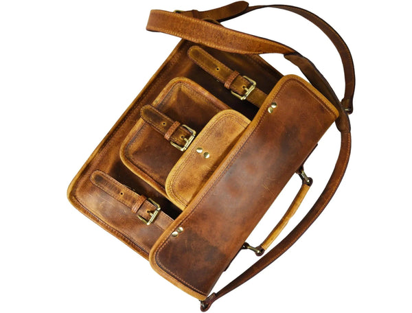 Fresno Leather Portfolio Bag - Caramel Brown. - Gifts for You 'n Me